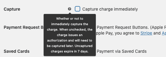 Stripe plugin configured to not capture payment immediately