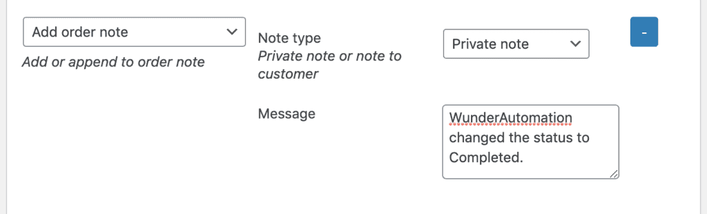 Adding an WooCommerce order note via WunderAutomation 