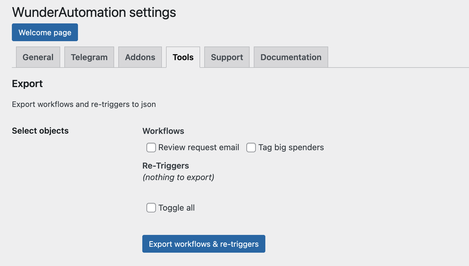 Export workflows